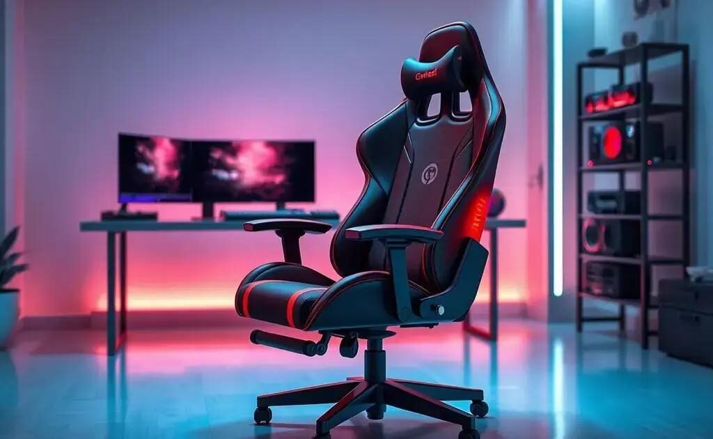 Cadeira gamer com ajustes inteligentes e aquecimento: conforto em outro nível