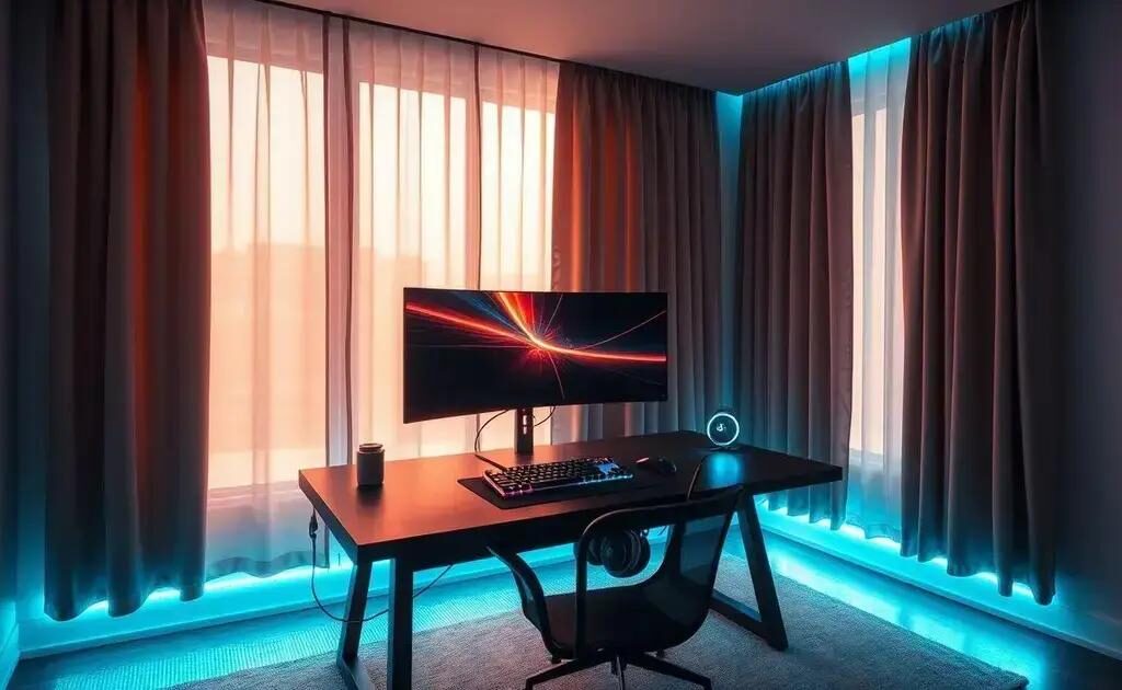 Cortinas automáticas para controle de iluminação no setup: transforme seu ambiente