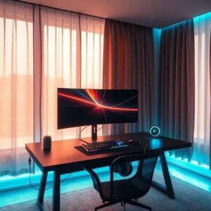 Cortinas automáticas para controle de iluminação no setup: transforme seu ambiente